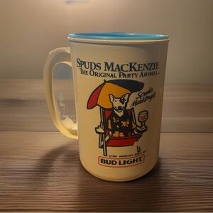 Spuds Mackenzie Bud Light 1986 Party Animal 20oz Plastic Mug Cup w/Lid Budweiser